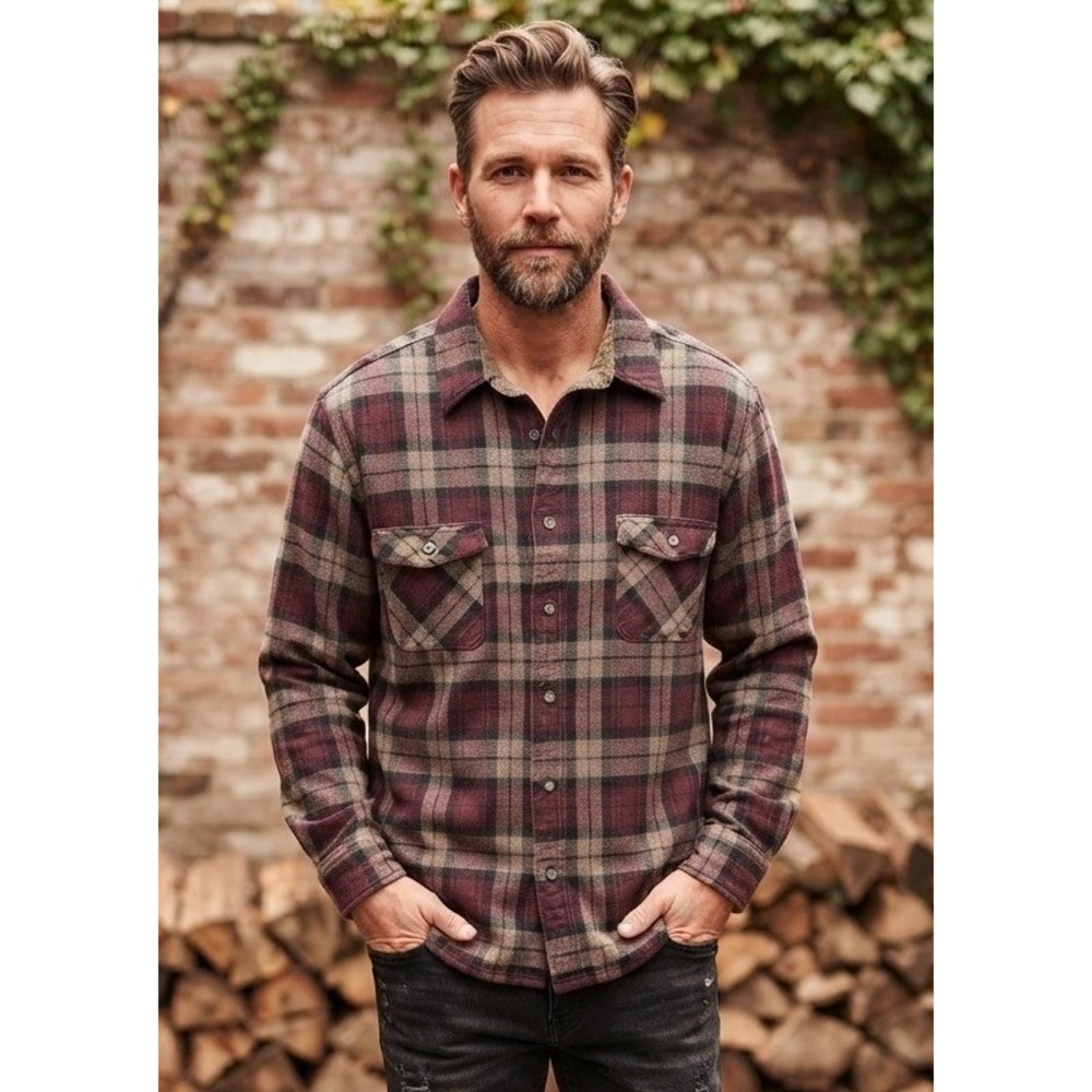 St. John's Bay Men's Flannel Plaid Button Down Long Sleeve Shirt Men's XL Cotton